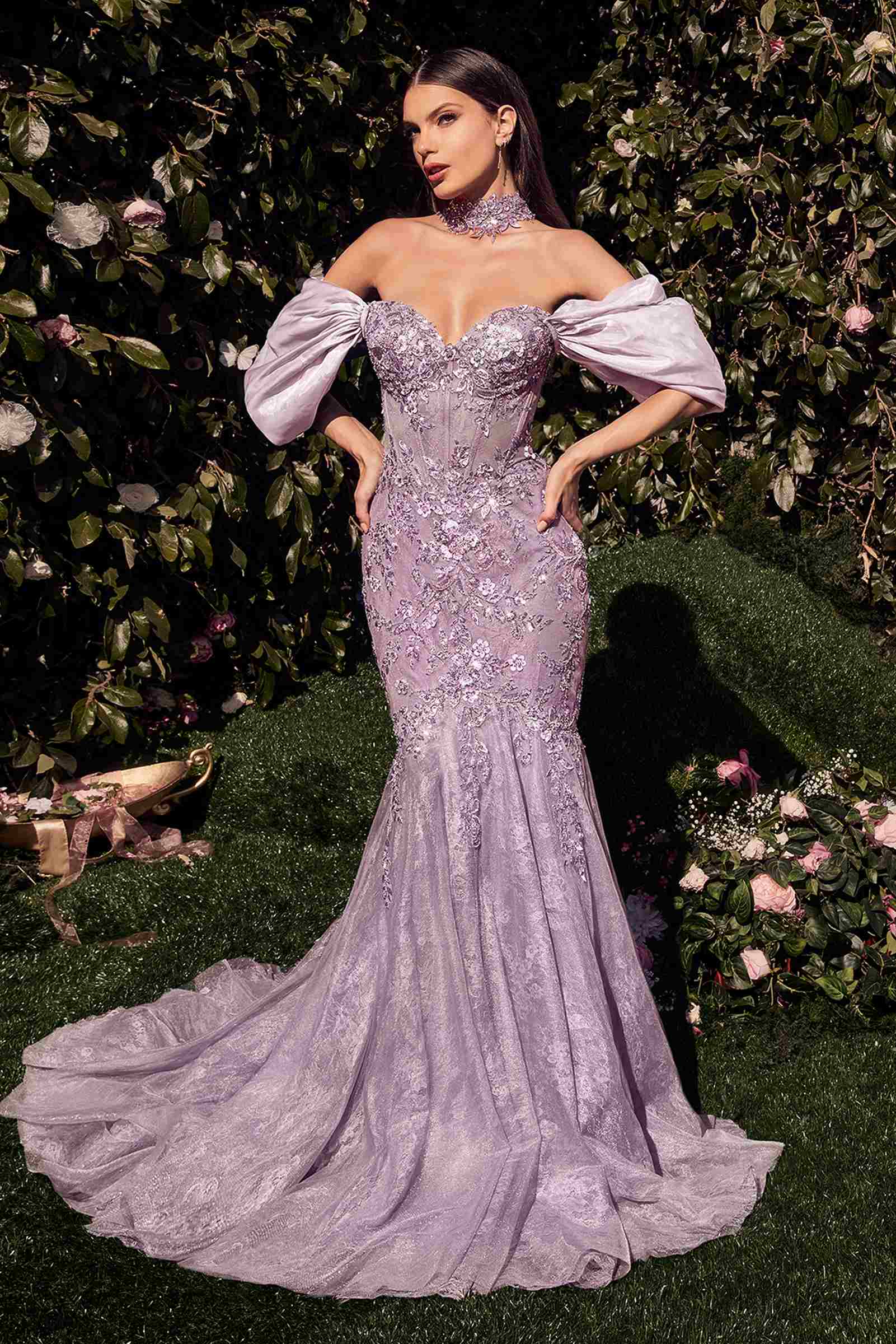 Andrea &amp; Leo A1354 Strapless Lace Mermaid Gown &amp; Removable Accessory
