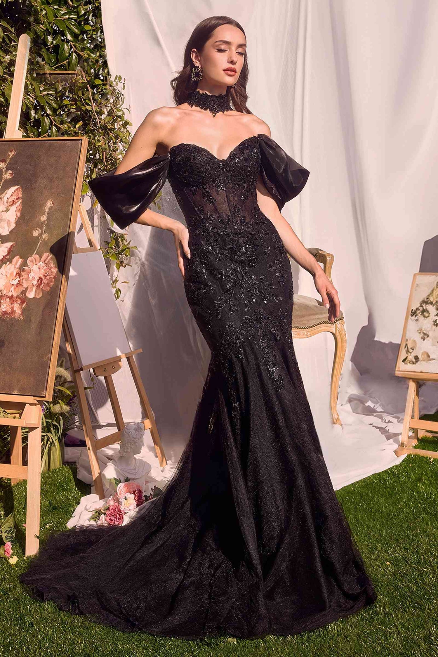 Andrea &amp; Leo A1354 Strapless Lace Mermaid Gown &amp; Removable Accessory