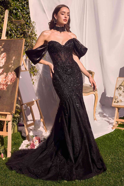 Andrea &amp; Leo A1354 Strapless Lace Mermaid Gown &amp; Removable Accessory