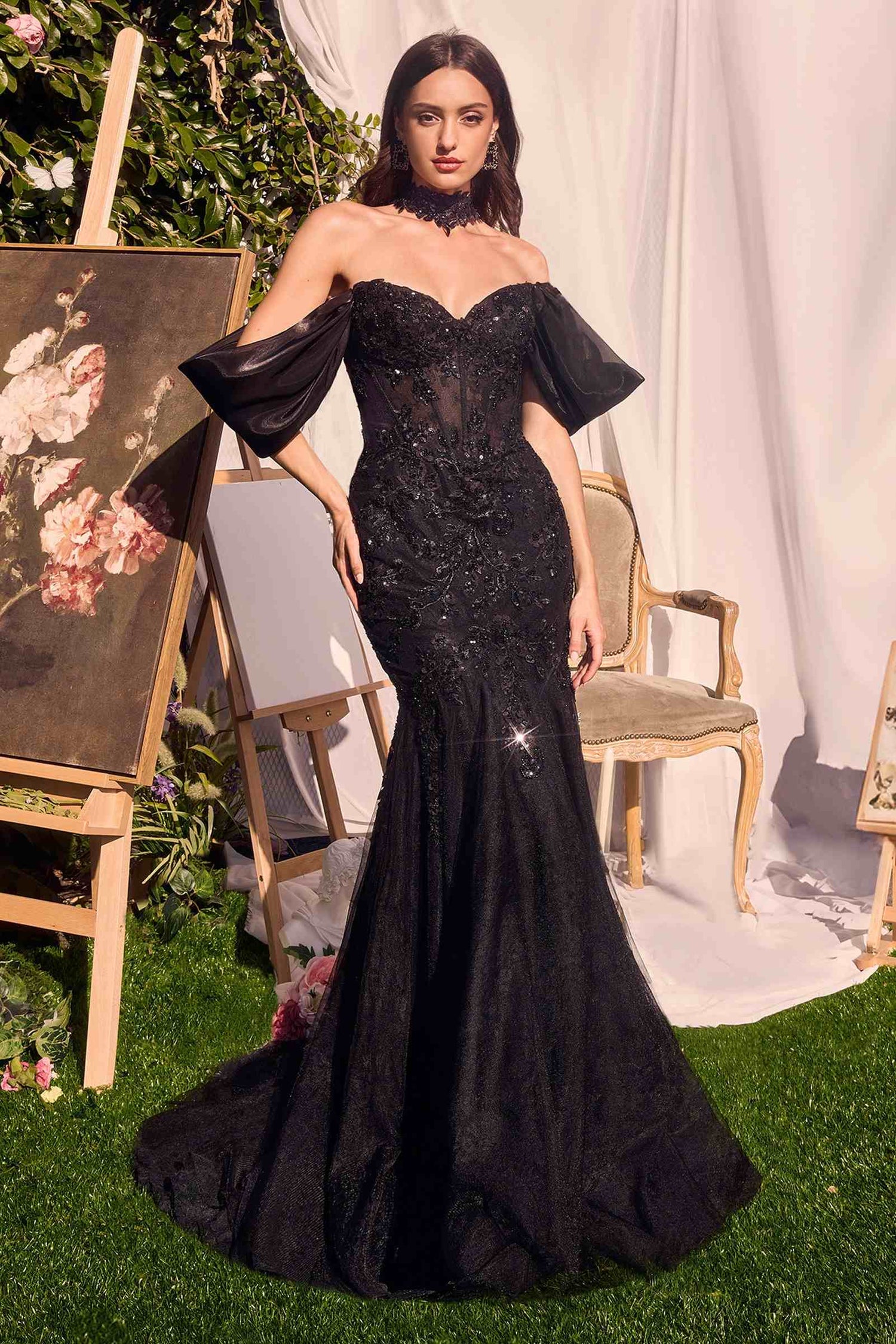 Andrea &amp; Leo A1354 Strapless Lace Mermaid Gown &amp; Removable Accessory