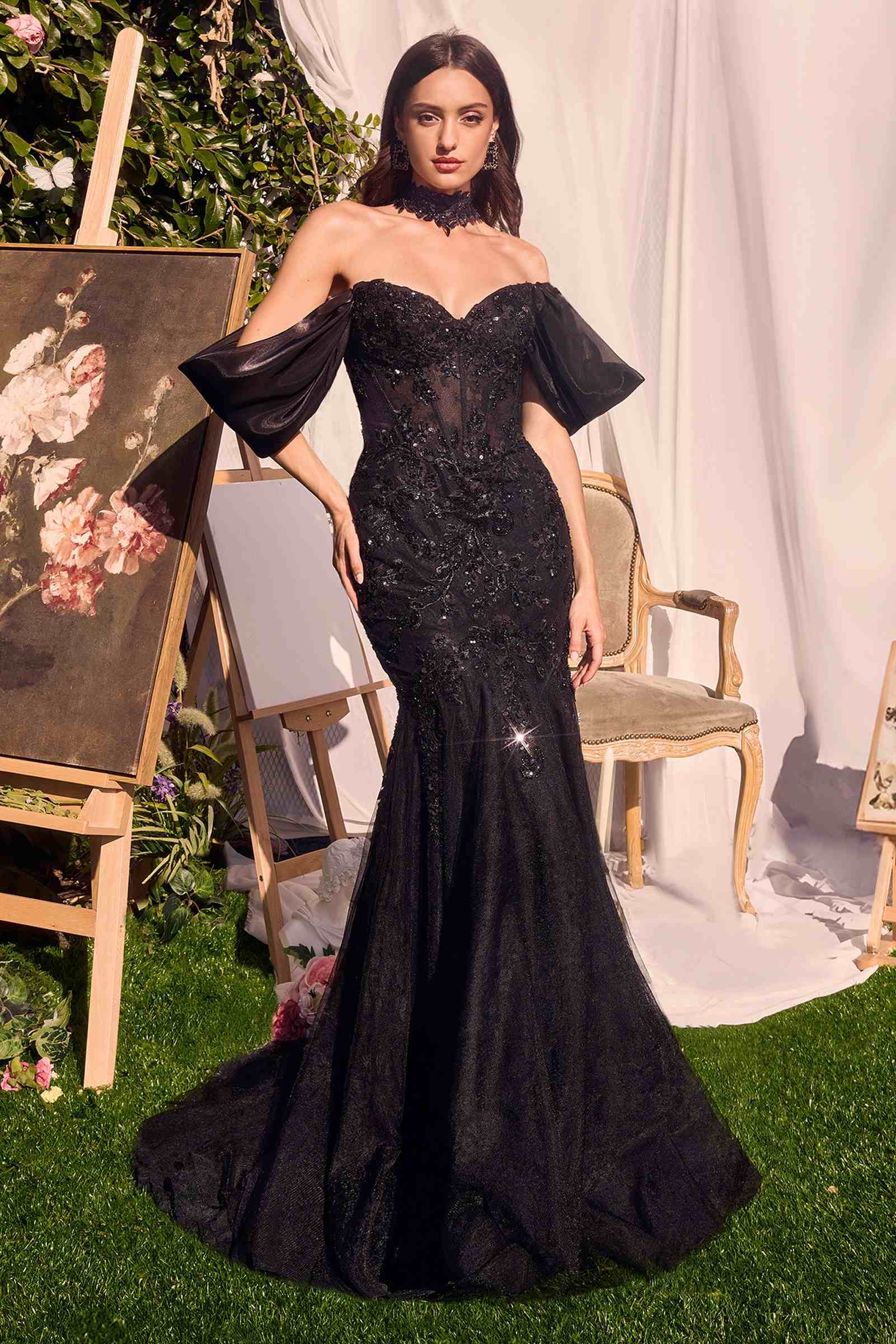 Andrea &amp; Leo A1354 Strapless Lace Mermaid Gown &amp; Removable Accessory