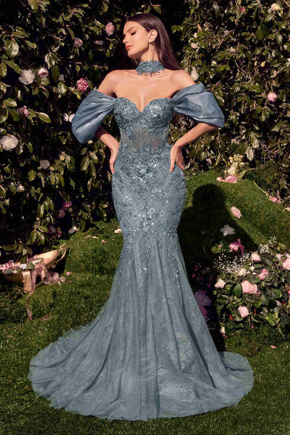 Andrea &amp; Leo A1354 Strapless Lace Mermaid Gown &amp; Removable Accessory