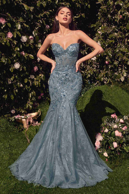 Andrea &amp; Leo A1354 Strapless Lace Mermaid Gown &amp; Removable Accessory