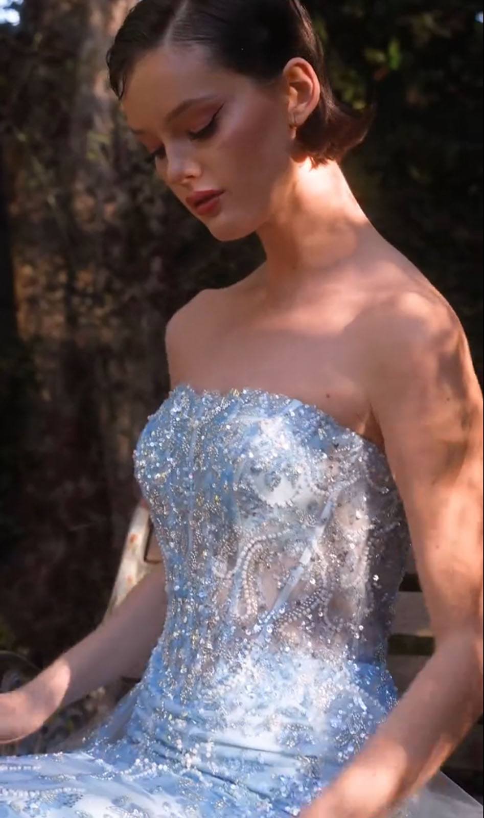 Andrea &amp; Leo A1365 Dress Strapless Overskirt Glimmering Gown