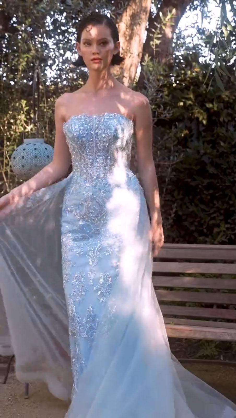 Andrea &amp; Leo A1365 Dress Strapless Overskirt Glimmering Gown