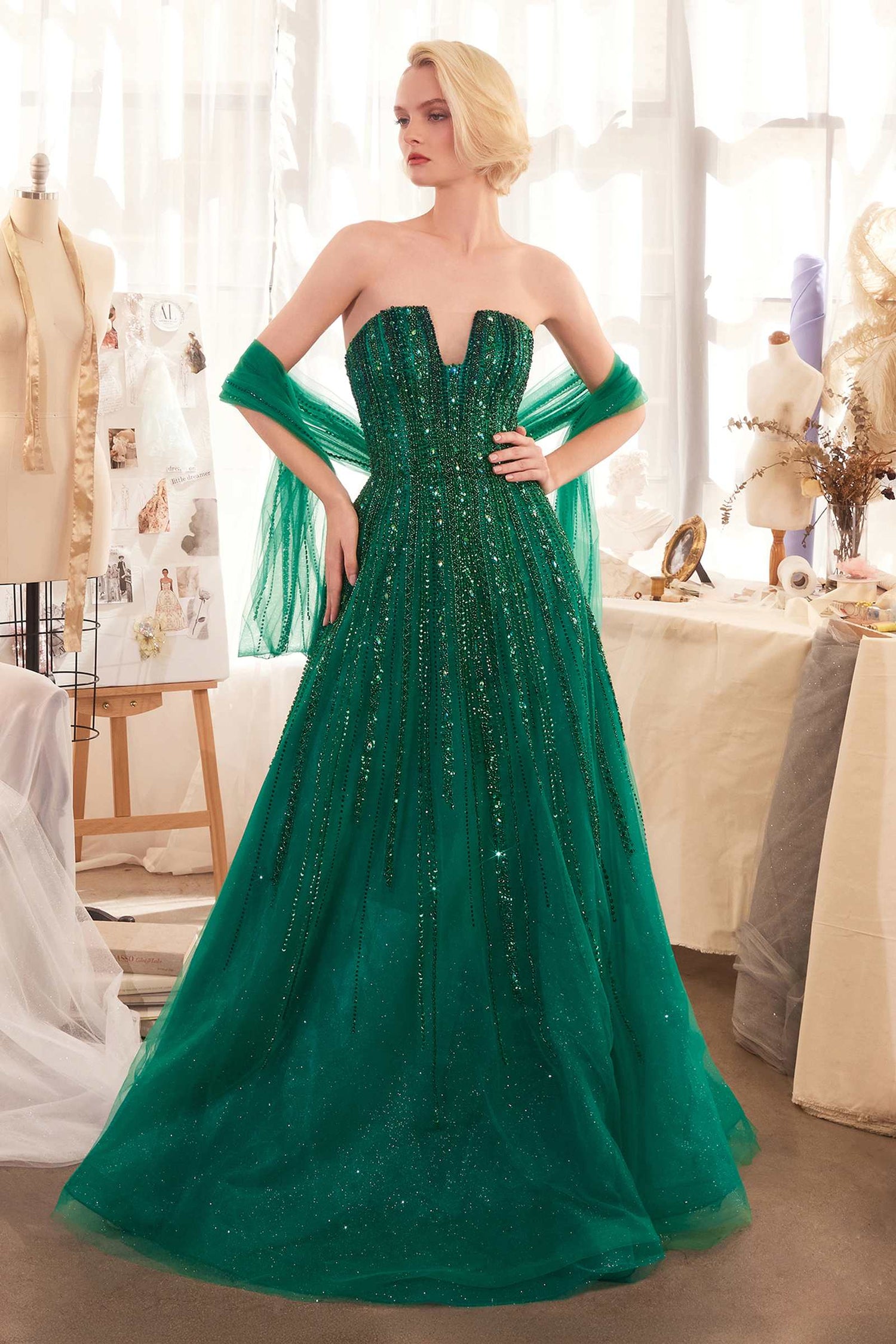 Andrea &amp; Leo A1369 Dress Strapless A-Line Ombre Beaded Gown