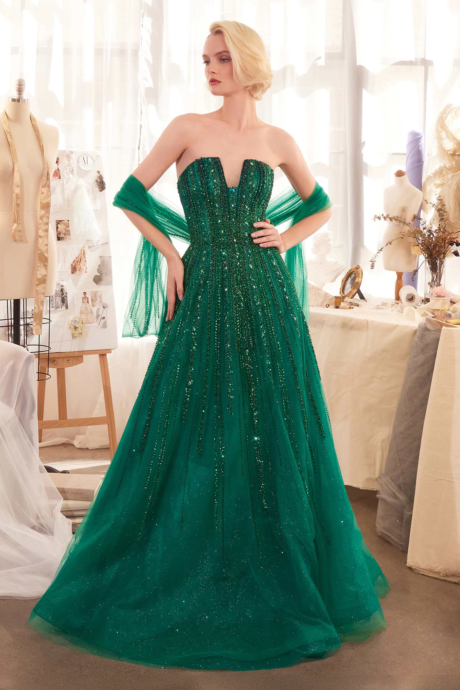 Andrea &amp; Leo A1369 Dress Strapless A-Line Ombre Beaded Gown