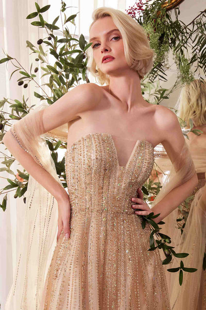 Andrea &amp; Leo A1369 Dress Strapless A-Line Ombre Beaded Gown