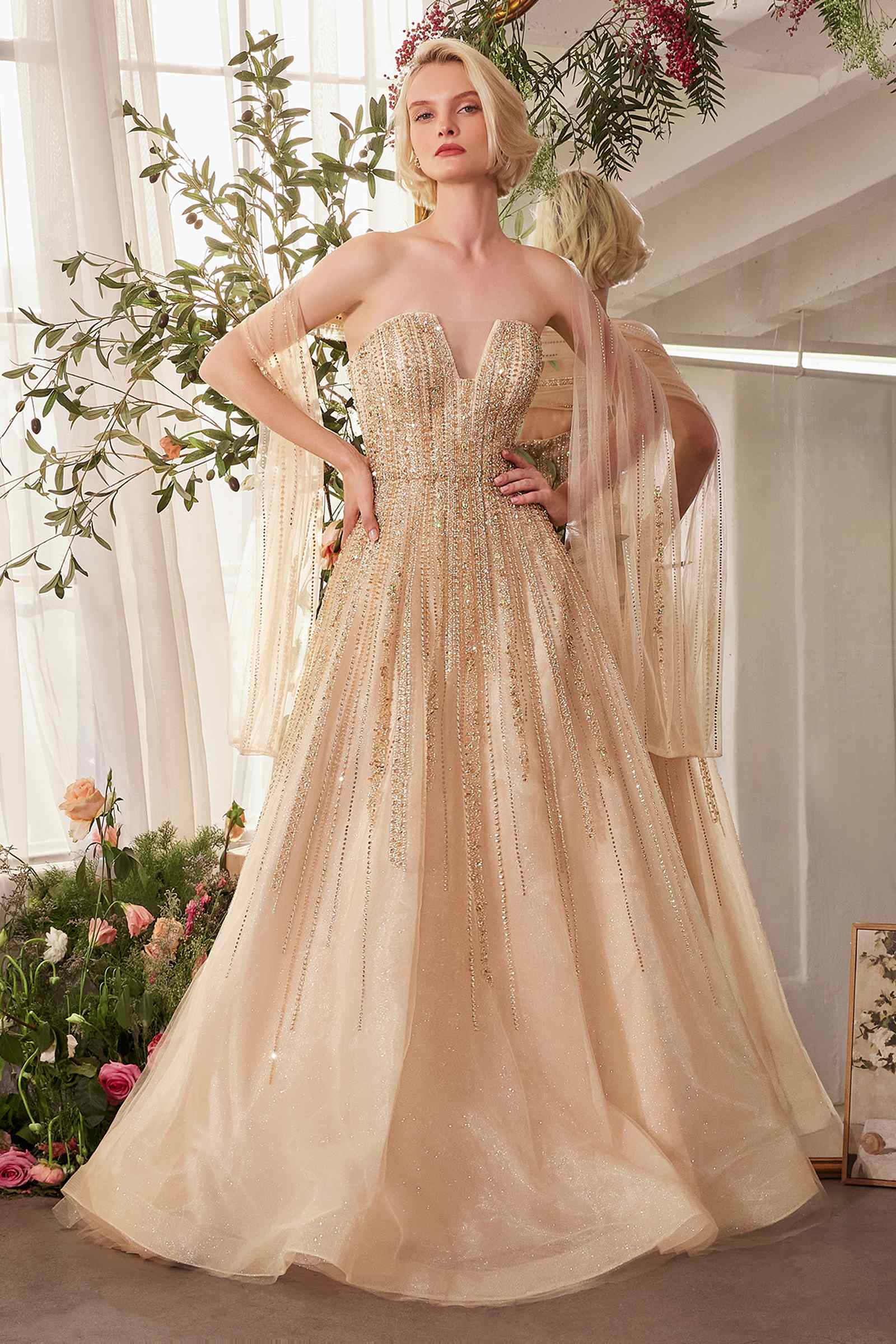 Andrea &amp; Leo A1369 Dress Strapless A-Line Ombre Beaded Gown