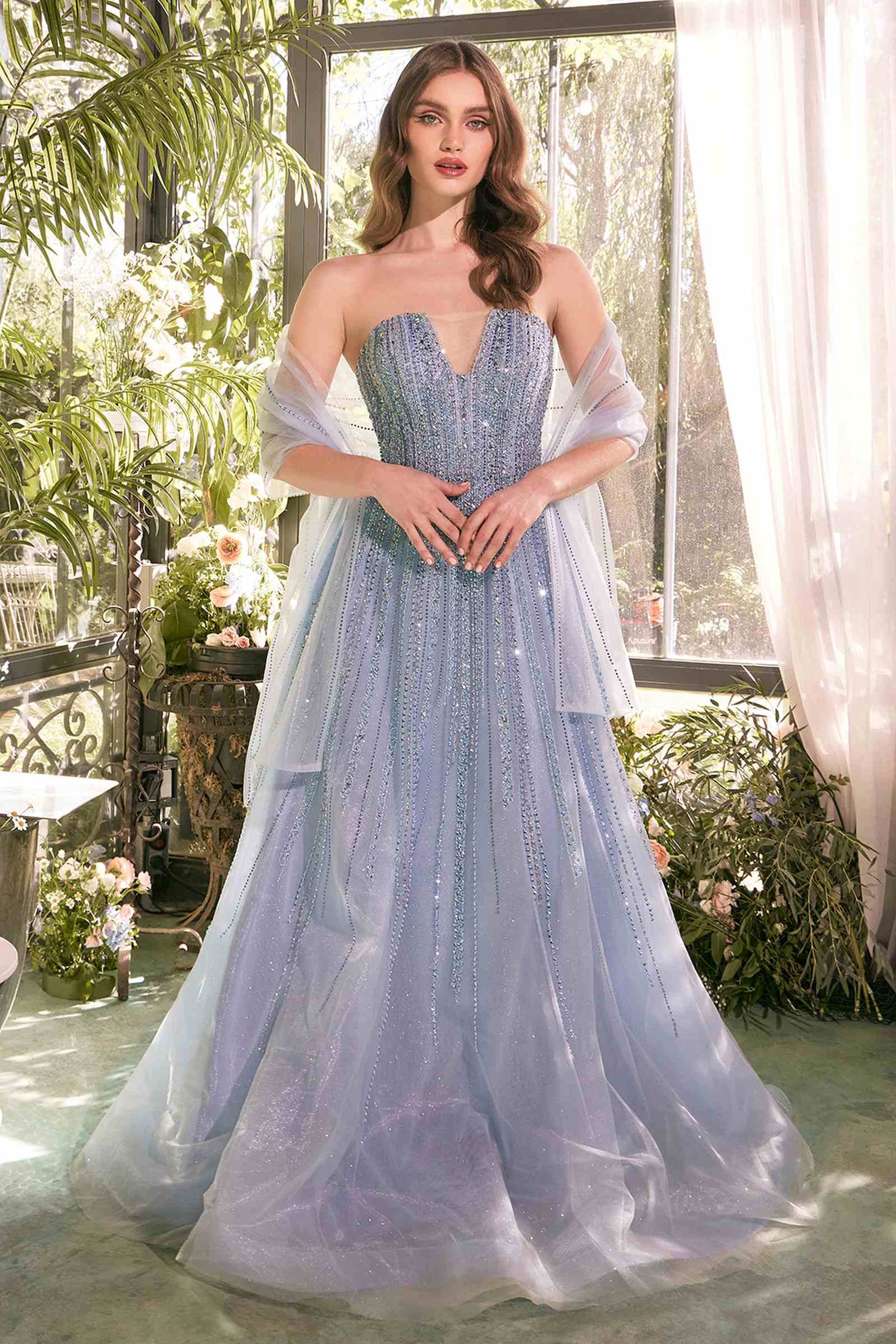Andrea &amp; Leo A1369 Dress Strapless A-Line Ombre Beaded Gown