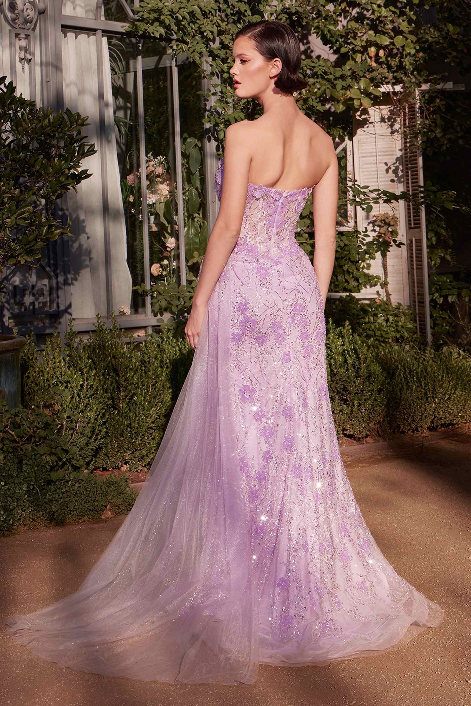 Andrea &amp; Leo A1379 Floral Motif Strapless Fitted Gown
