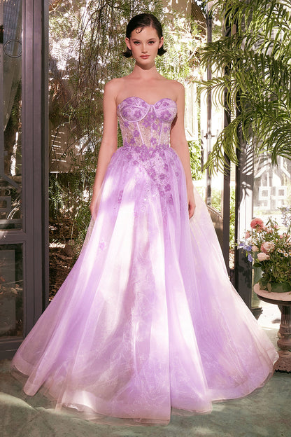 Andrea &amp; Leo A1381 Tulle Daisy Asymmetric A-Line Gown