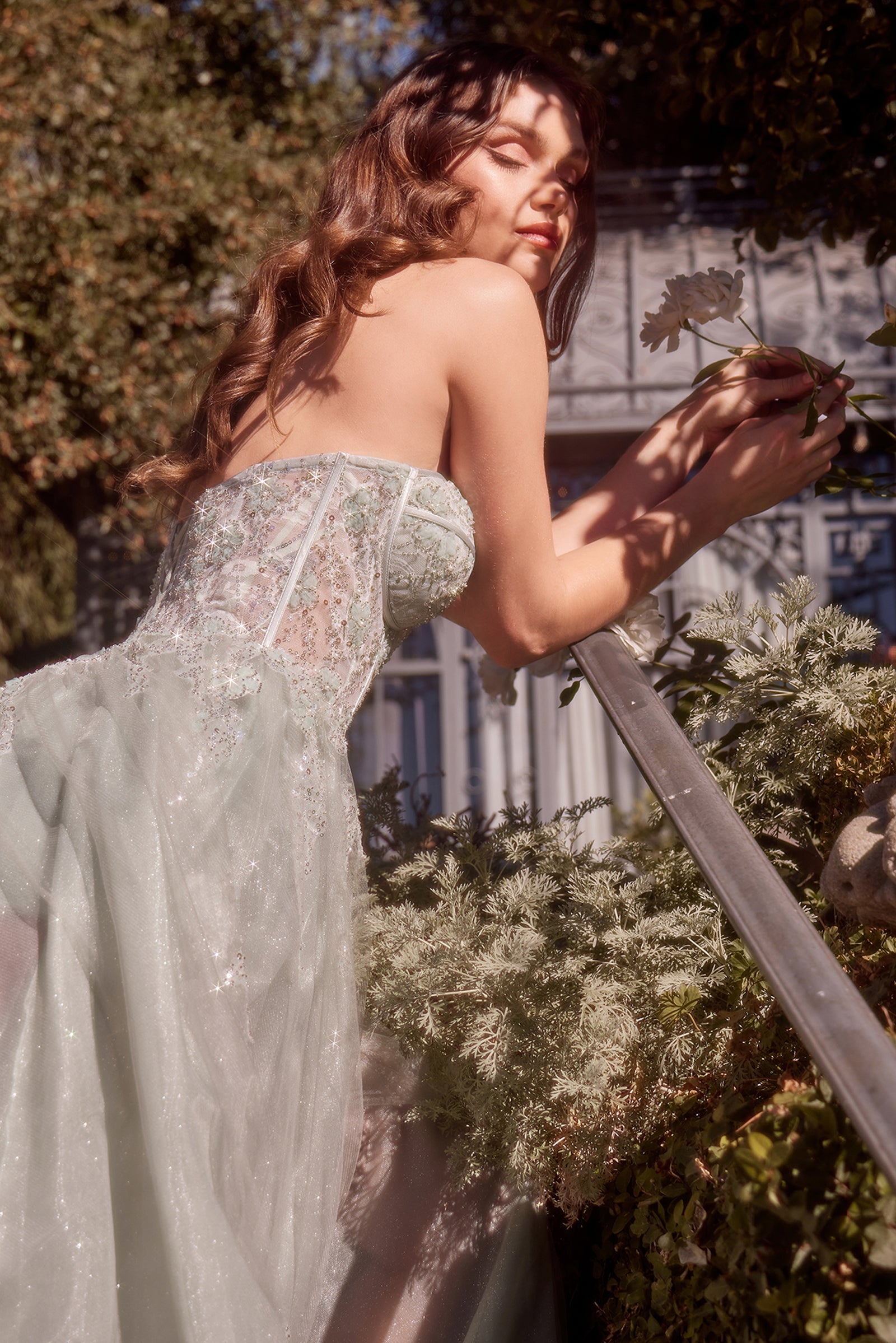 Andrea &amp; Leo A1381 Tulle Daisy Asymmetric A-Line Gown