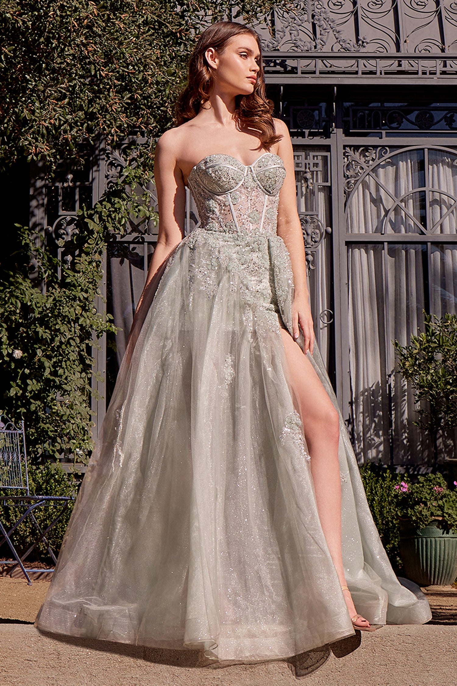 Andrea &amp; Leo A1381 Tulle Daisy Asymmetric A-Line Gown
