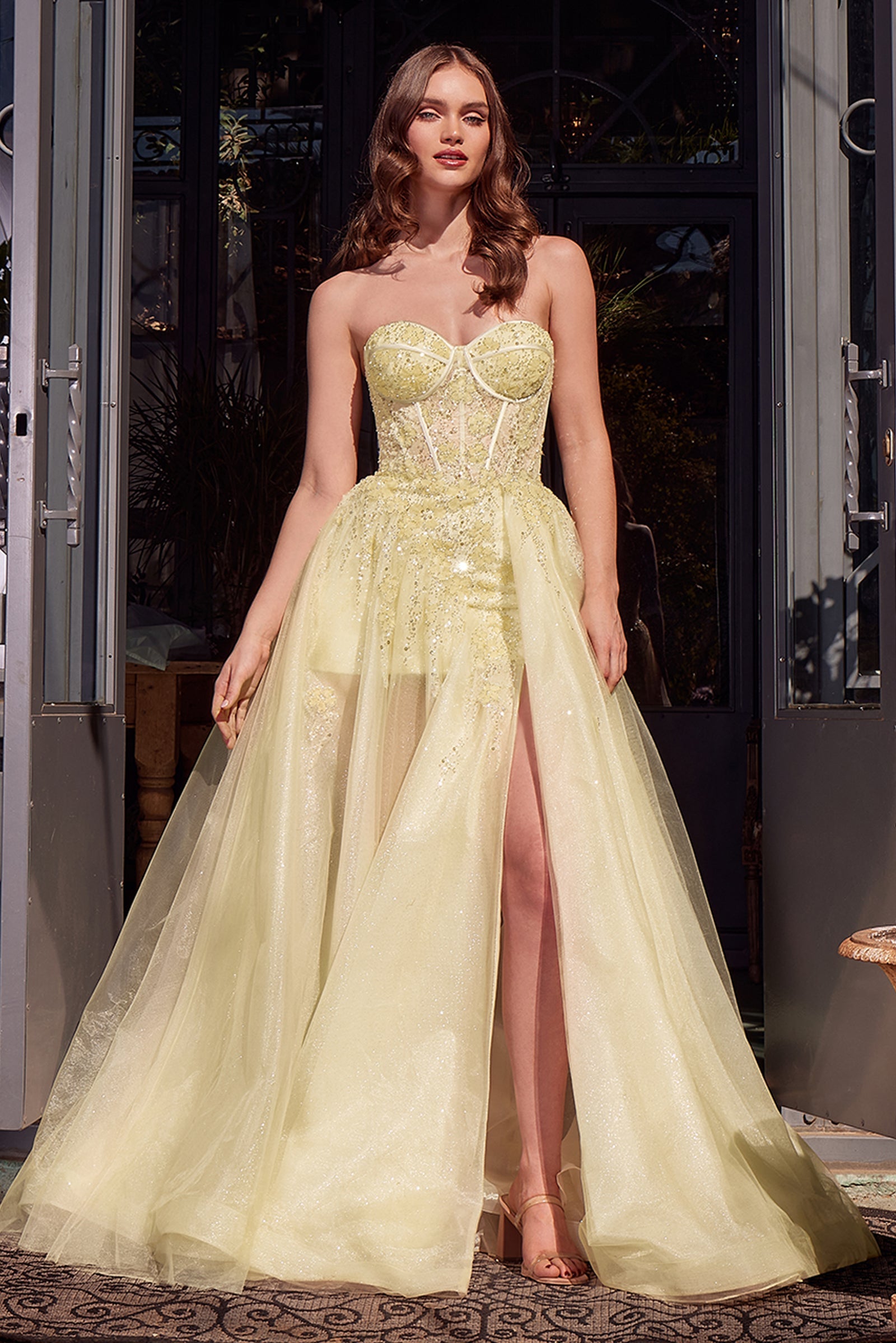 Andrea &amp; Leo A1381 Tulle Daisy Asymmetric A-Line Gown