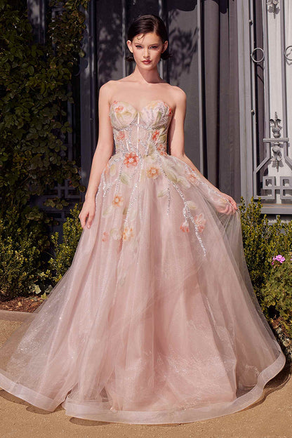 Andrea &amp; Leo A1383 Dress Watercolor Floral A-Line Gown