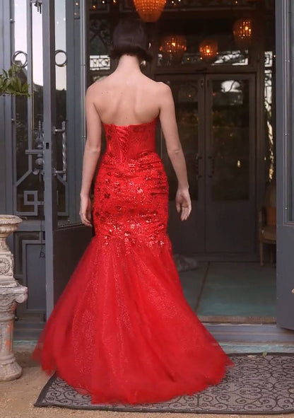 Andrea &amp; Leo A1388 Dress Sequin Floral Mermaid Gown