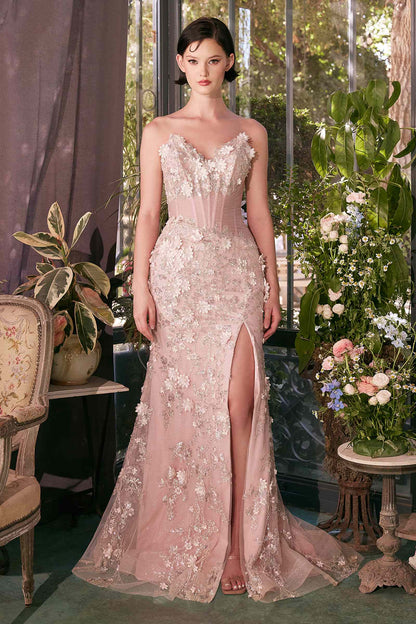 Andrea &amp; Leo A1396 Sheer Pleated Corset Gown