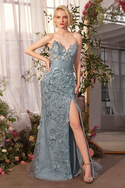 Andrea &amp; Leo A1396 Sheer Pleated Corset Gown