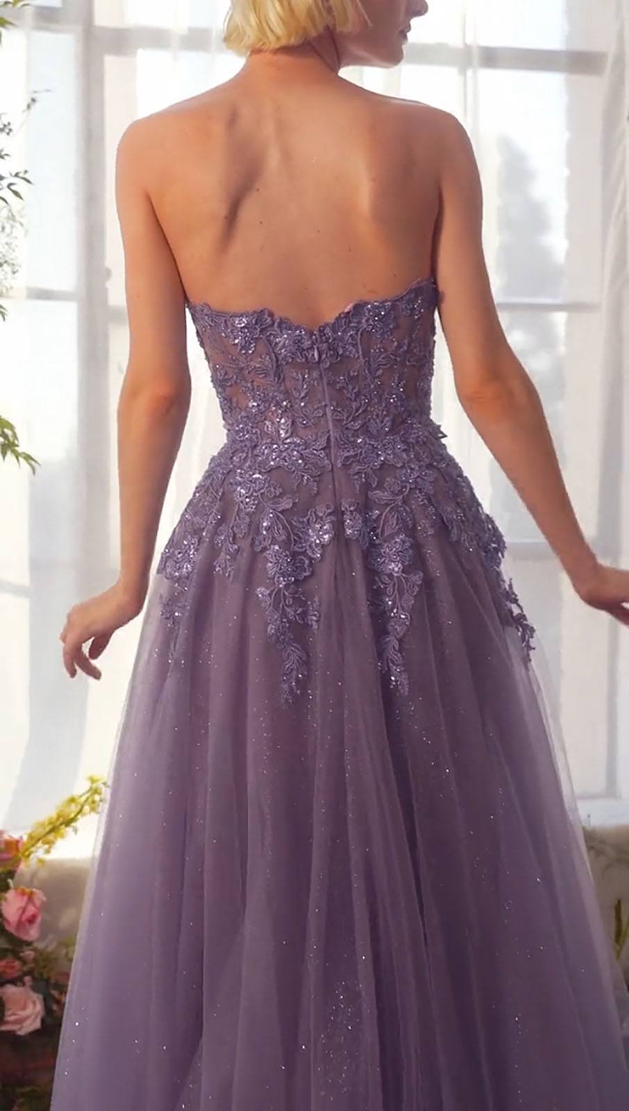 Andrea &amp; Leo A1398 Dress Strapless A-Line Gown and Removable Sleeves