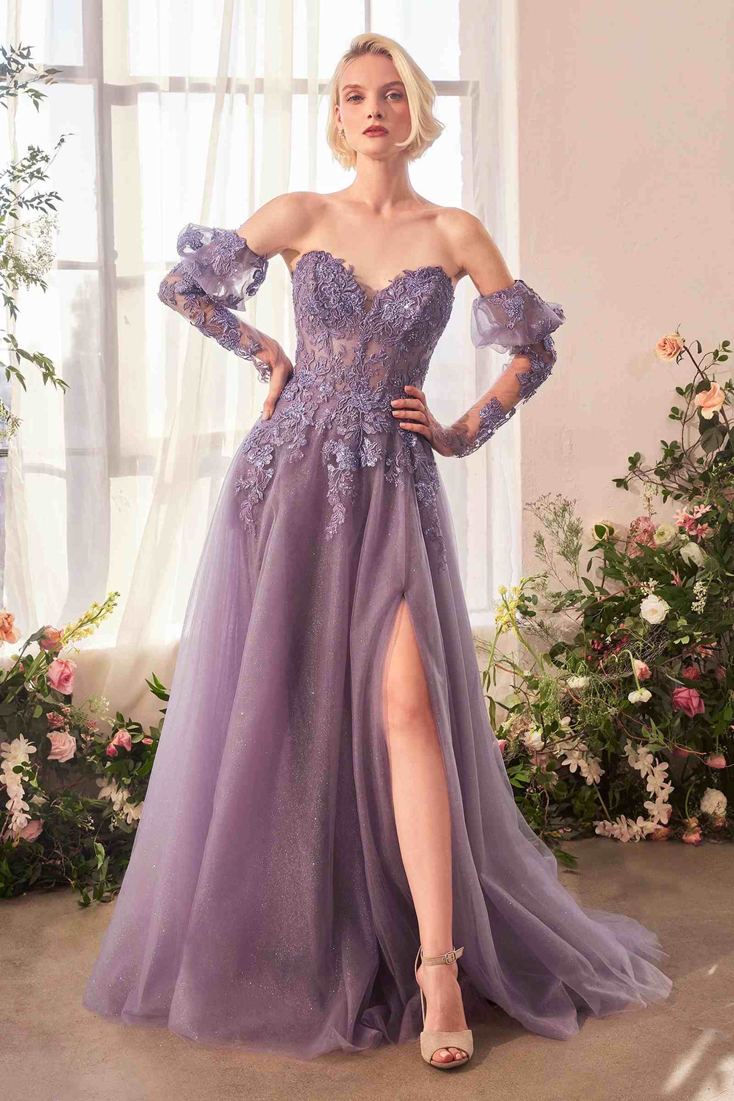 Andrea &amp; Leo A1398 Dress Strapless A-Line Gown and Removable Sleeves