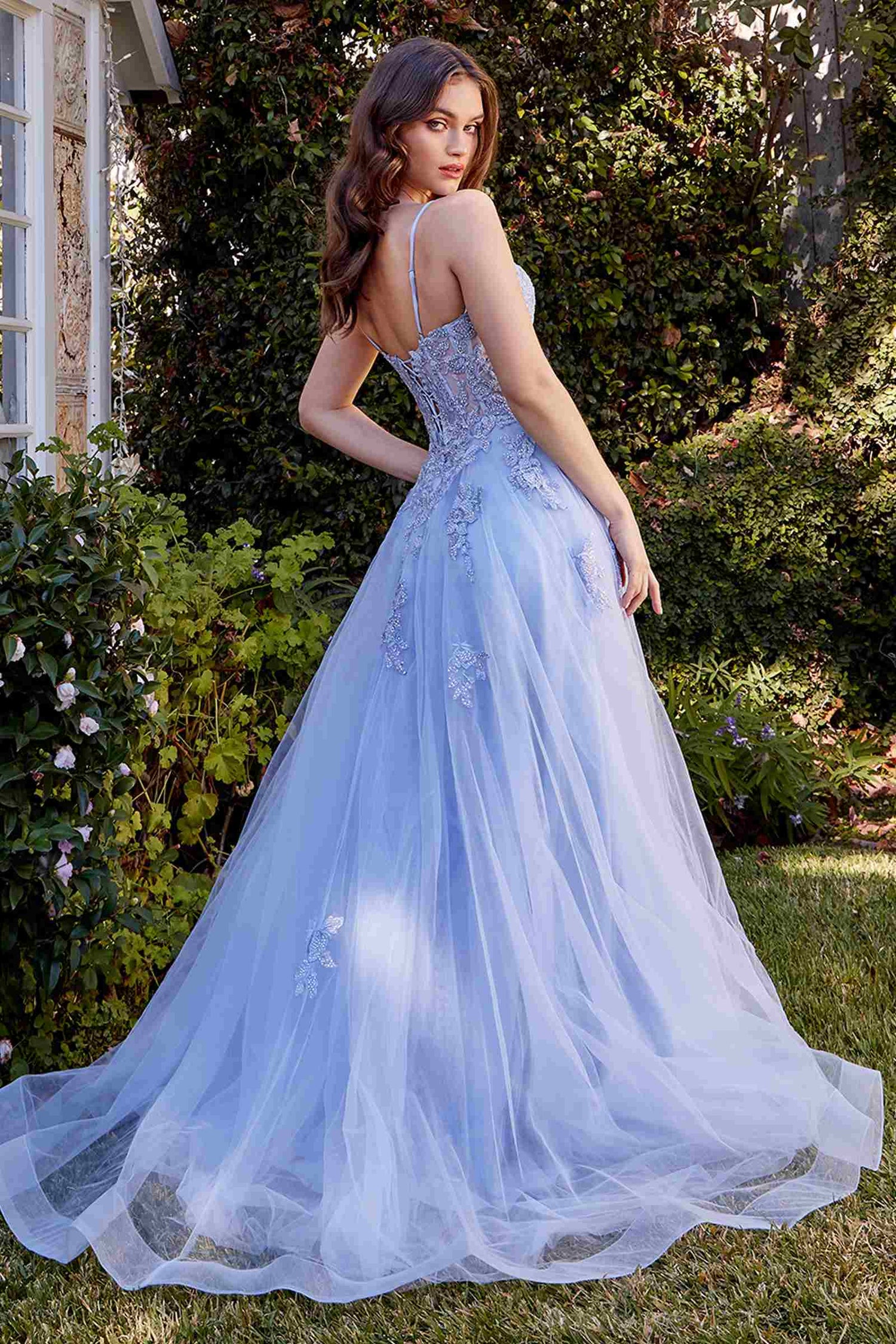 Andrea &amp; Leo A1417 Dress Lace Appliqued A-Line Layered Tulle Gown