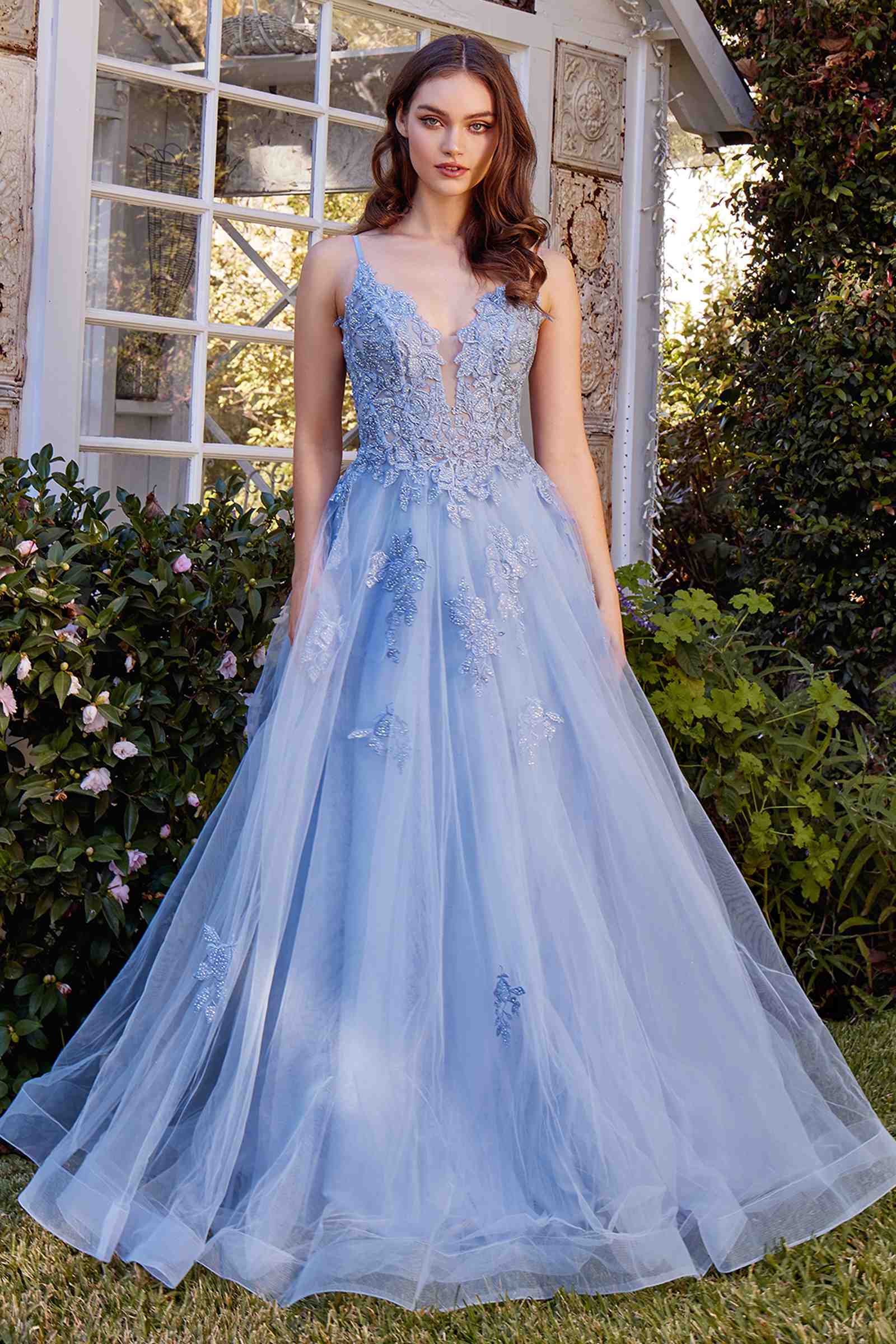 Andrea &amp; Leo A1417 Dress Lace Appliqued A-Line Layered Tulle Gown
