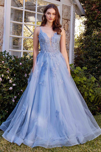 Andrea &amp; Leo A1417 Dress Lace Appliqued A-Line Layered Tulle Gown