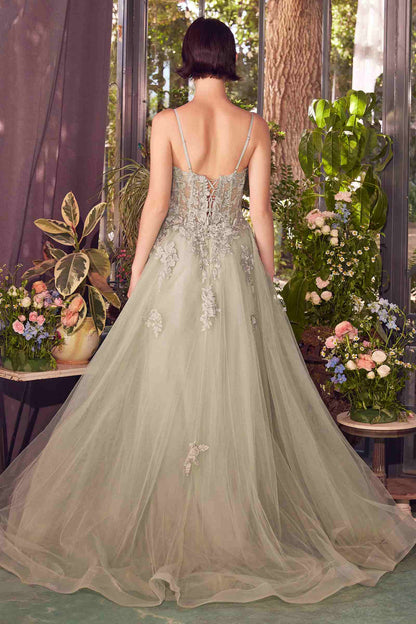 Andrea &amp; Leo A1417 Dress Lace Appliqued A-Line Layered Tulle Gown