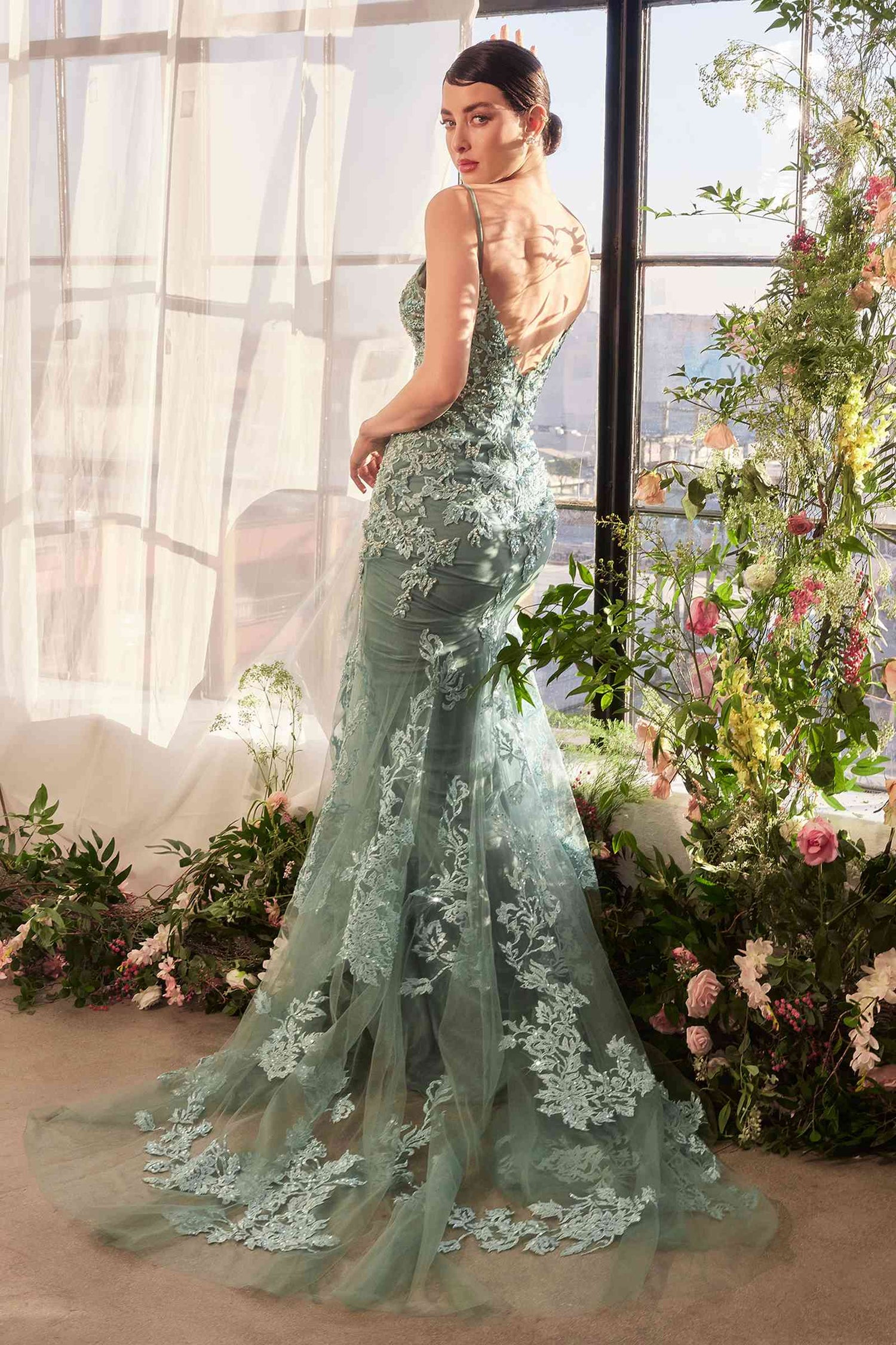 Andrea &amp; Leo A1421 Dress Foliage Beaded Lace Mermaid Gown