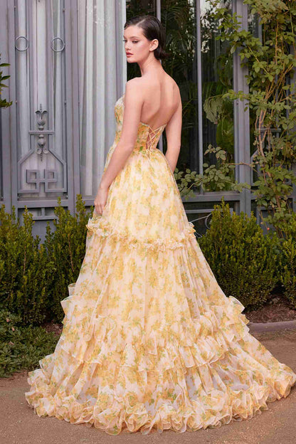 Andrea &amp; Leo A1430 Dress Strapless Floral Printed Ball Gown
