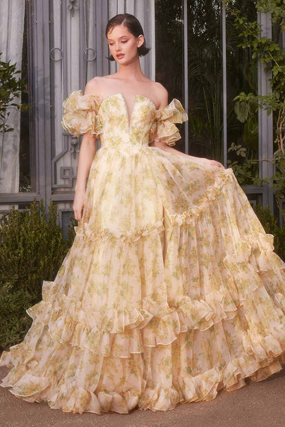 Andrea &amp; Leo A1430 Dress Strapless Floral Printed Ball Gown