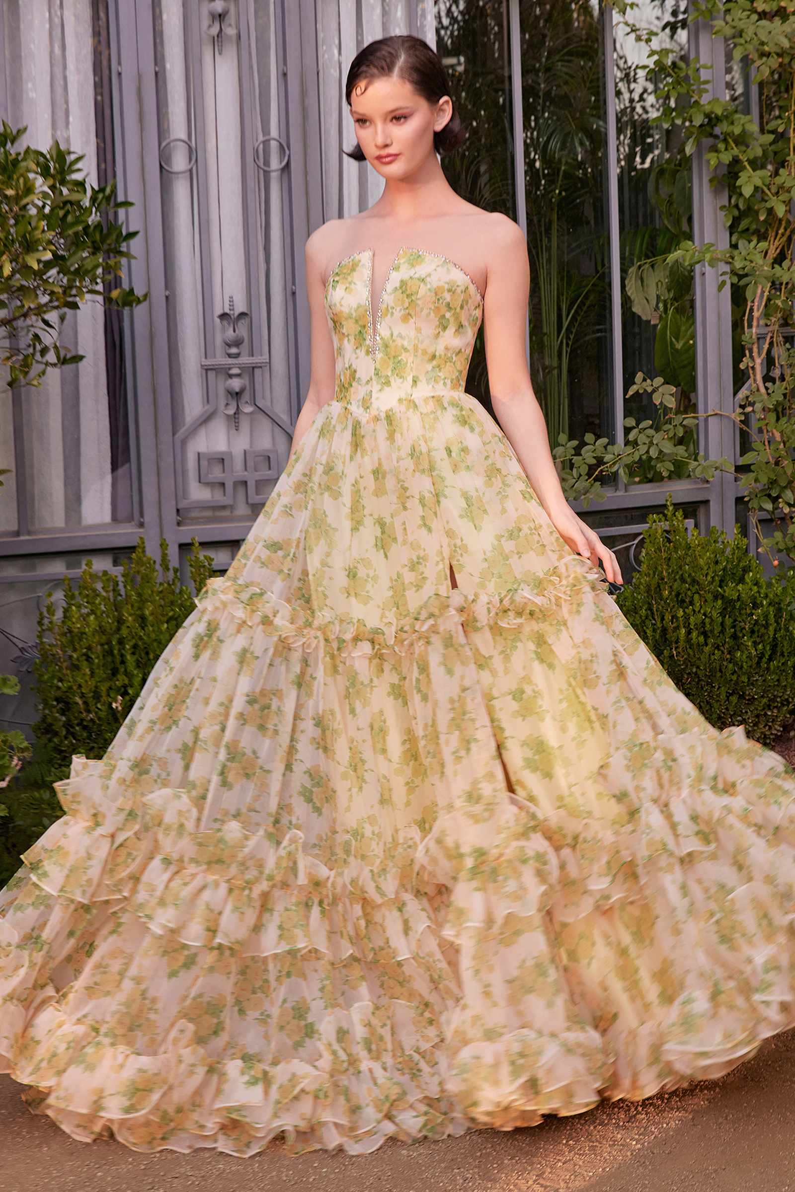 Andrea &amp; Leo A1430 Dress Strapless Floral Printed Ball Gown