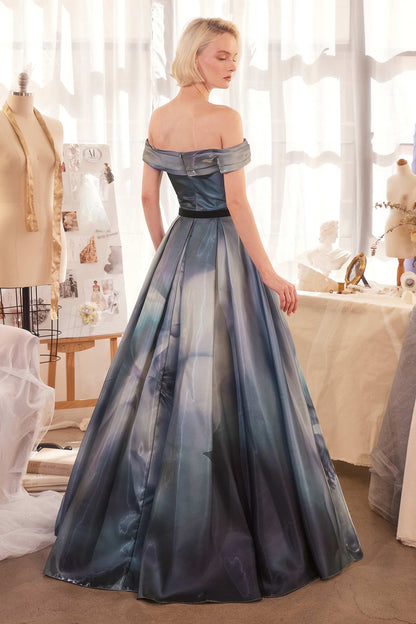 Andrea &amp; Leo A1431 Dress Print Off The Shoulder Satin Ball Gown