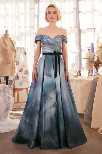 Andrea &amp; Leo A1431 Dress Print Off The Shoulder Satin Ball Gown
