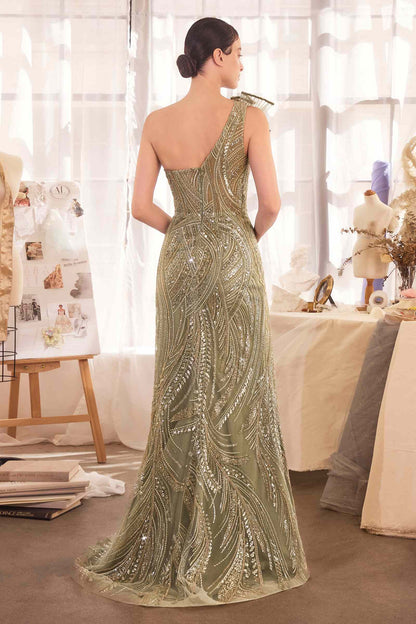 Andrea &amp; Leo A1435 Dress One Shoulder Beaded Evening Gown