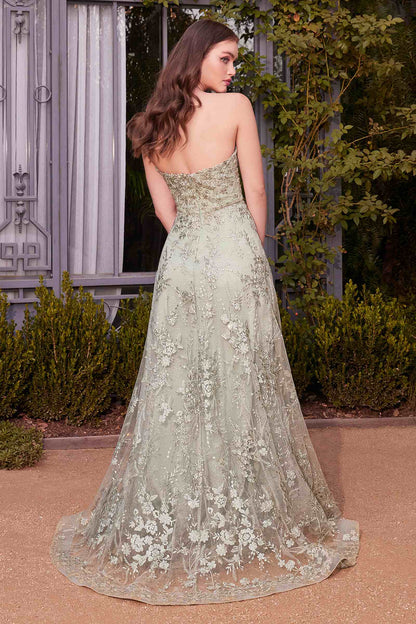 Andrea &amp; Leo A1446 Dress Floral Lace Gown With A Cape