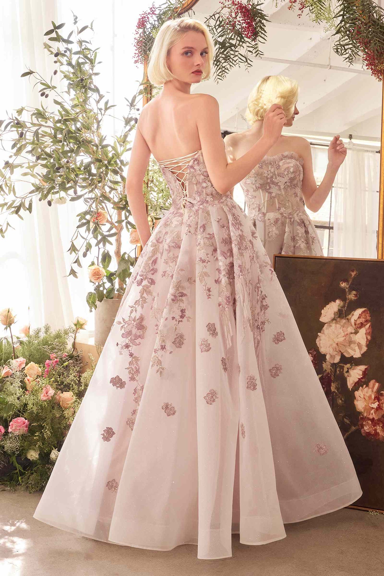 Andrea &amp; Leo A1455 Dress Romance Embroidery A-Line Corset Gown