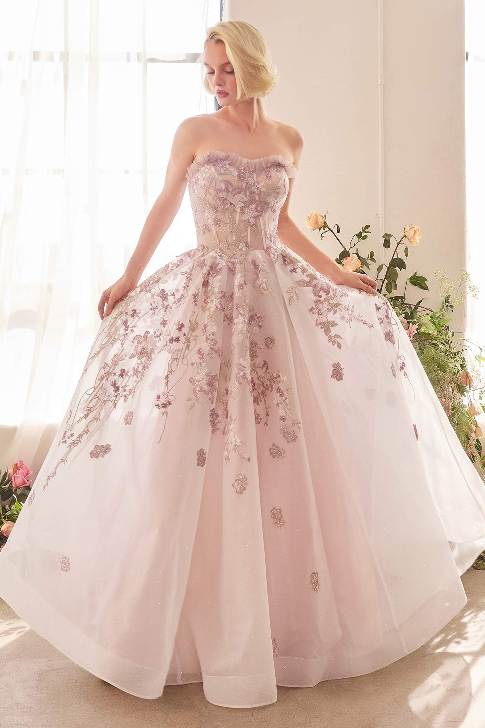 Andrea &amp; Leo A1455 Dress Romance Embroidery A-Line Corset Gown