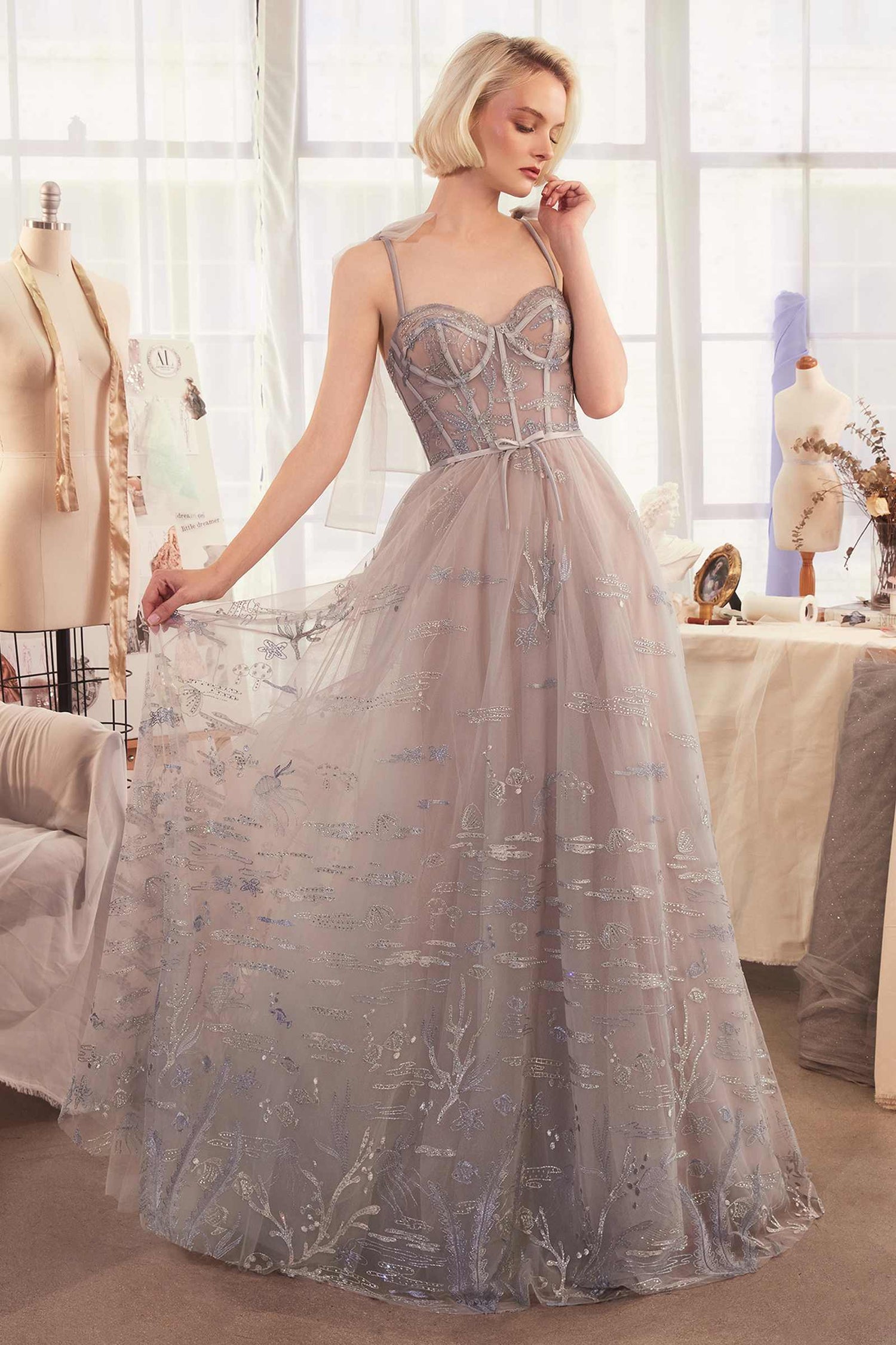 Andrea &amp; Leo A1458 Dress Under The Sea Embroidery A-Line Gown
