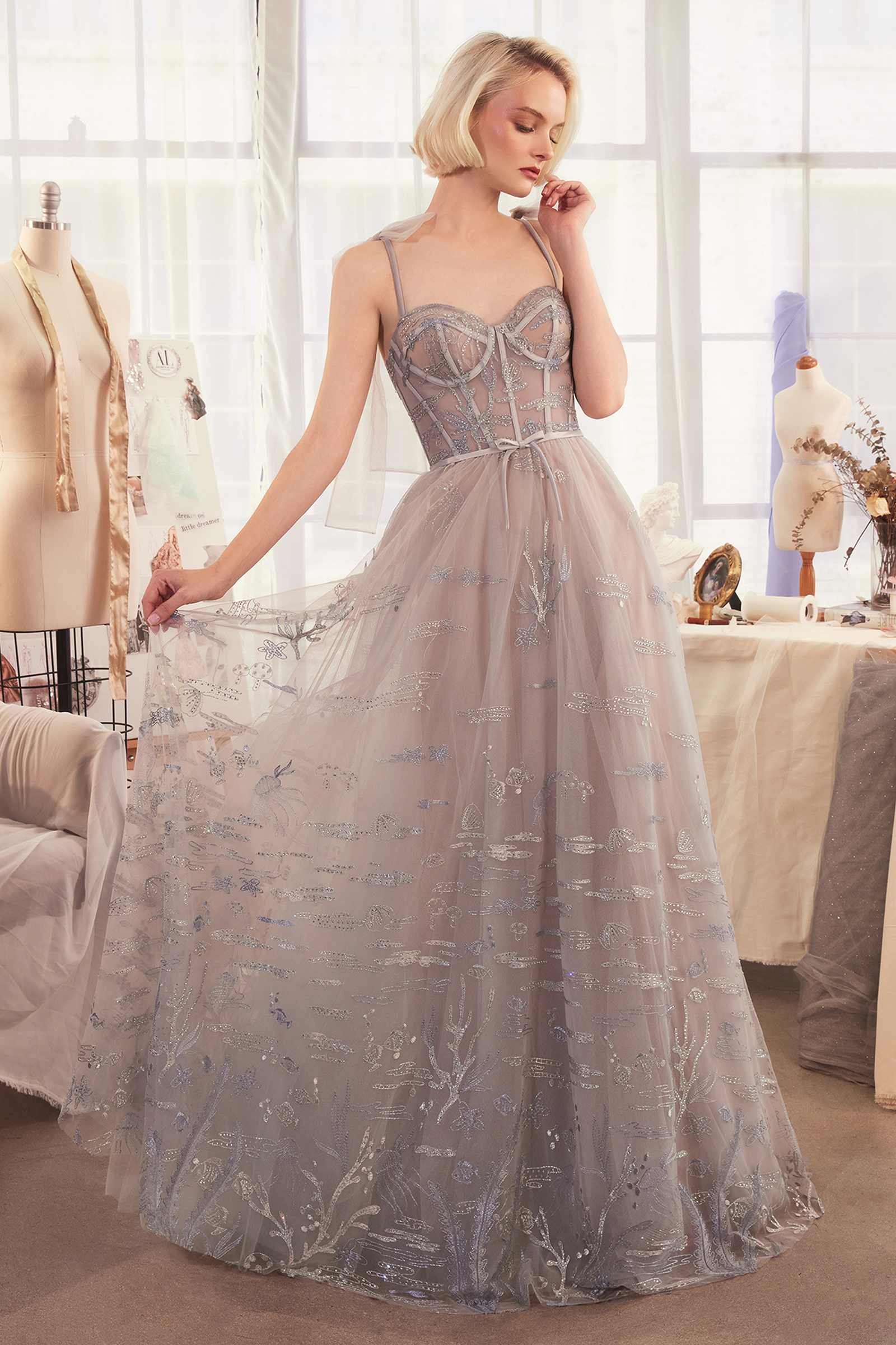 Andrea &amp; Leo A1458 Dress Under The Sea Embroidery A-Line Gown