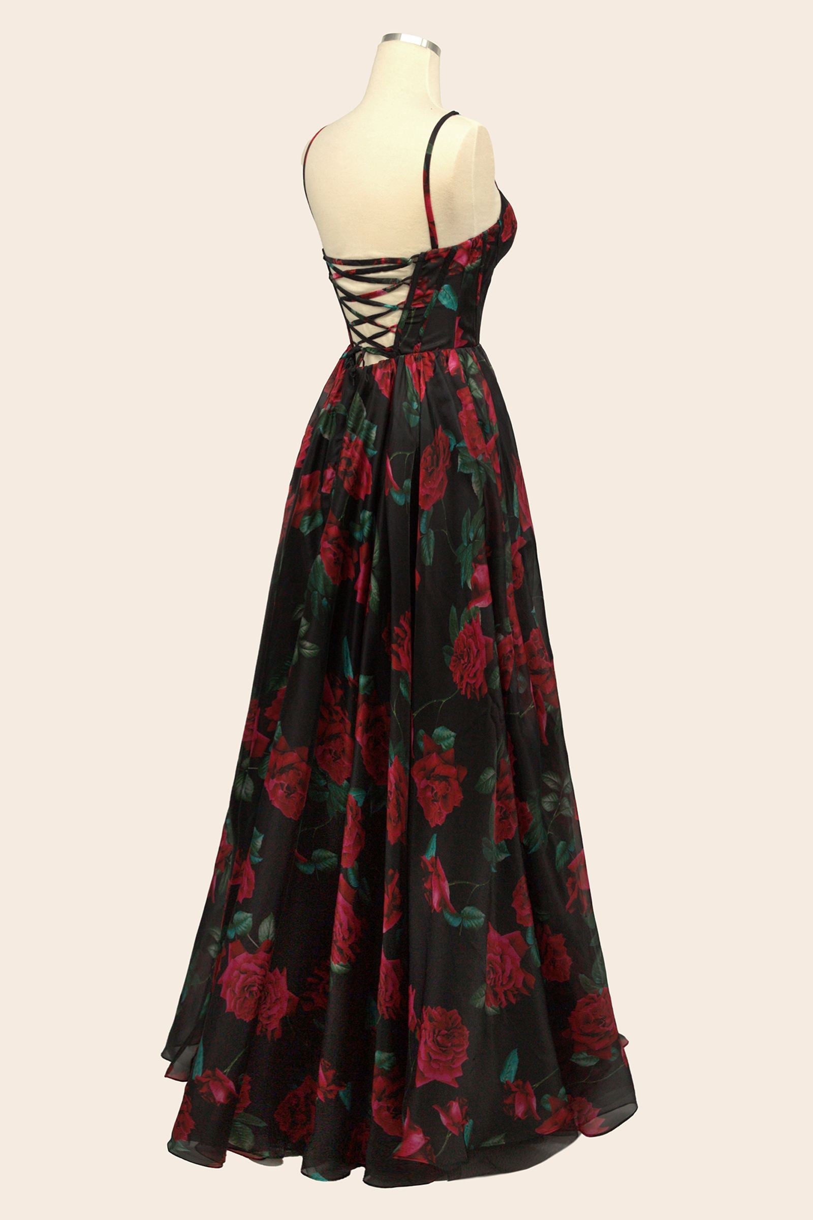 Andrea &amp; Leo A1465 Dress Rose Print Organza Gown