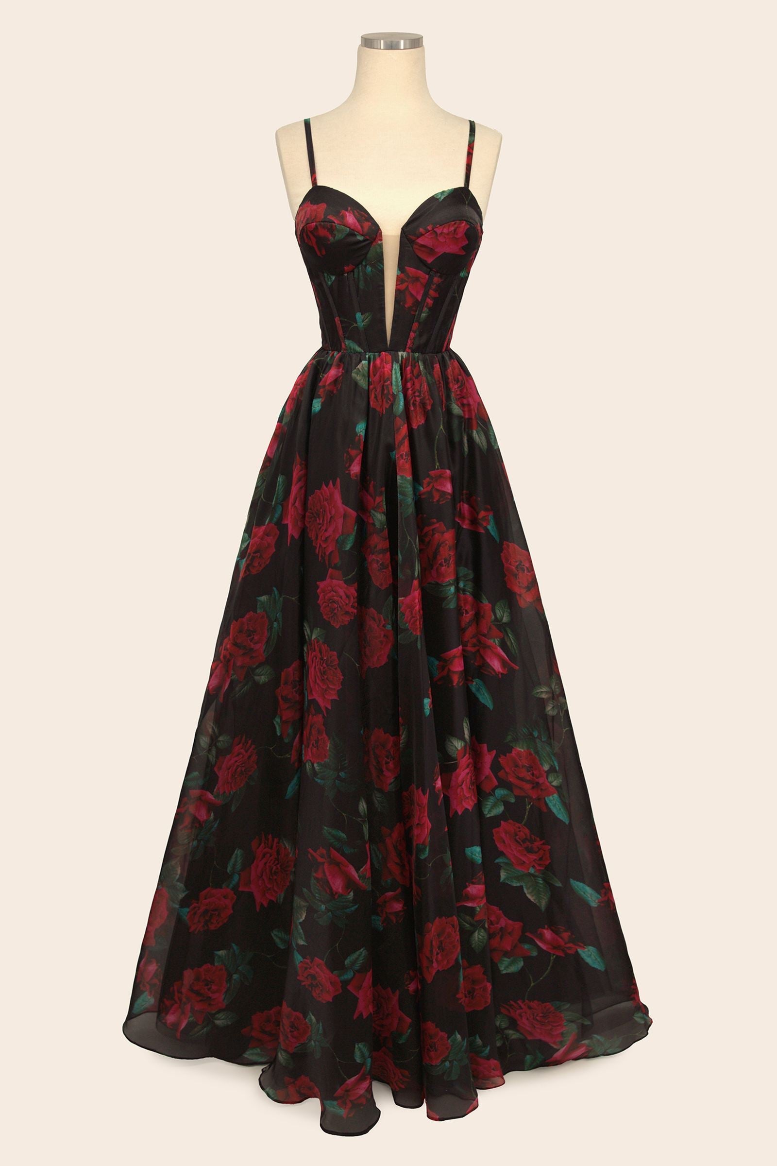Andrea &amp; Leo A1465 Dress Rose Print Organza Gown