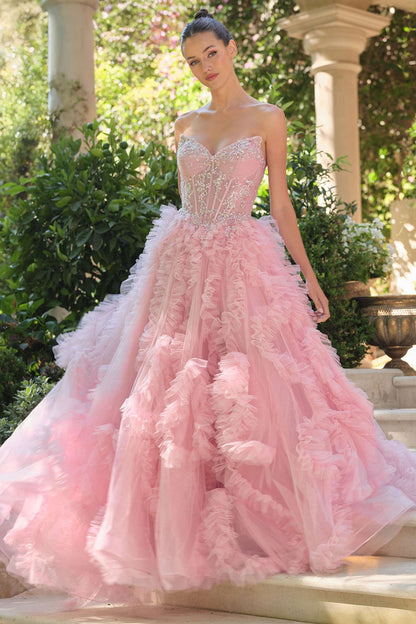 Andrea &amp; Leo A1483 A-Line Gown Sheer Boned Bodice Strapless Fairytale