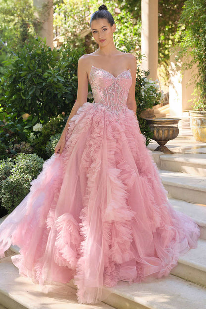 Andrea &amp; Leo A1483 A-Line Gown Sheer Boned Bodice Strapless Fairytale