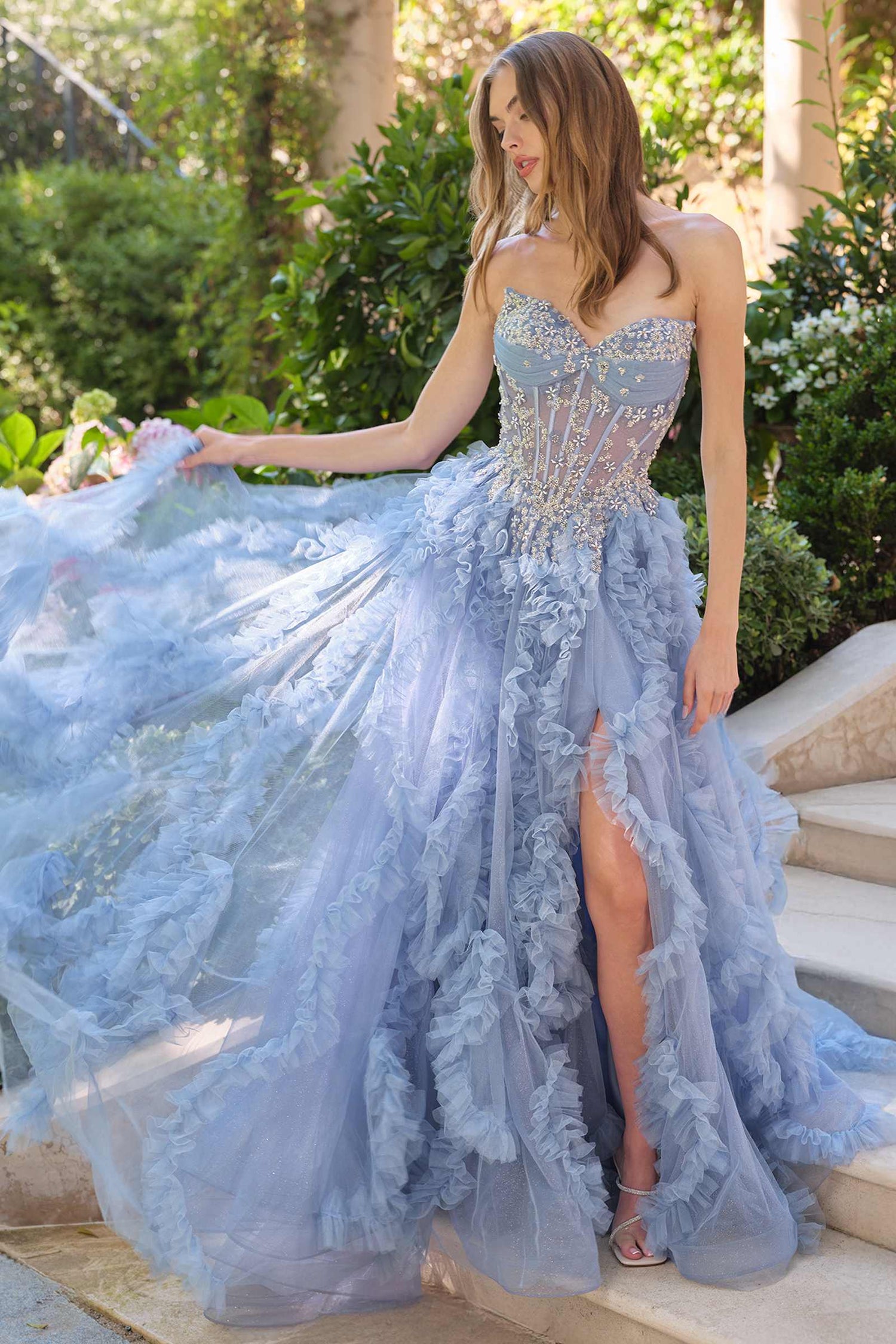 Andrea &amp; Leo A1483 A-Line Gown Sheer Boned Bodice Strapless Fairytale