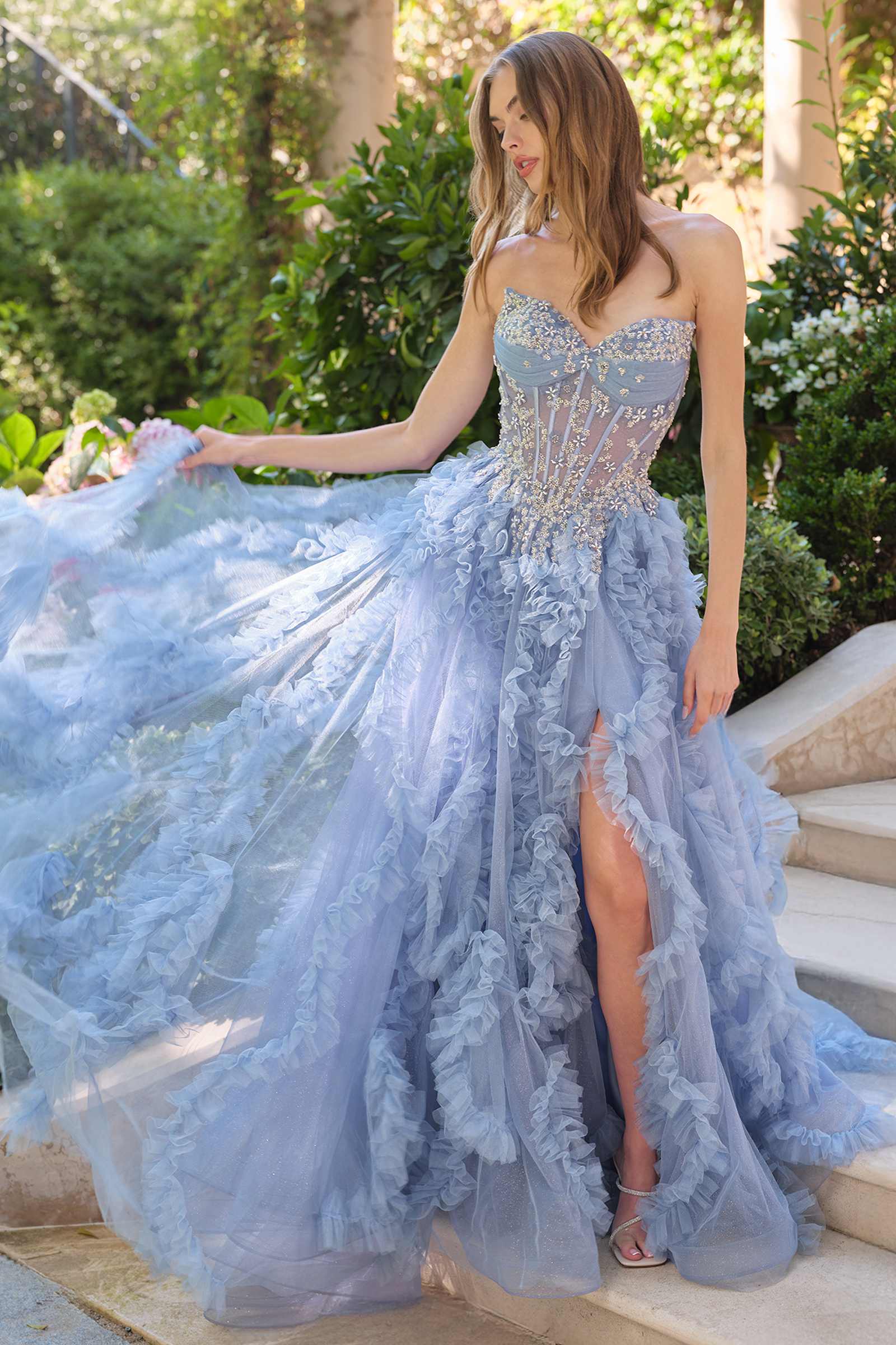 Andrea &amp; Leo A1483 A-Line Gown Sheer Boned Bodice Strapless Fairytale