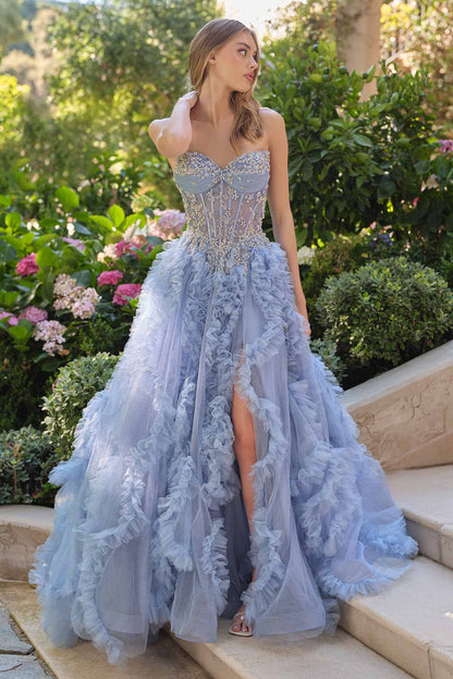 Andrea &amp; Leo A1483 A-Line Gown Sheer Boned Bodice Strapless Fairytale