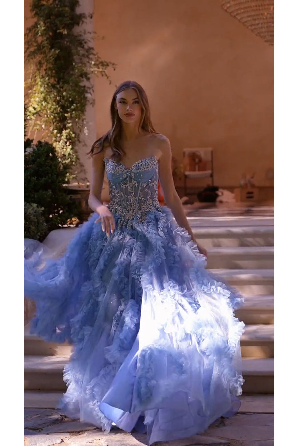 Andrea &amp; Leo A1483 A-Line Gown Sheer Boned Bodice Strapless Fairytale