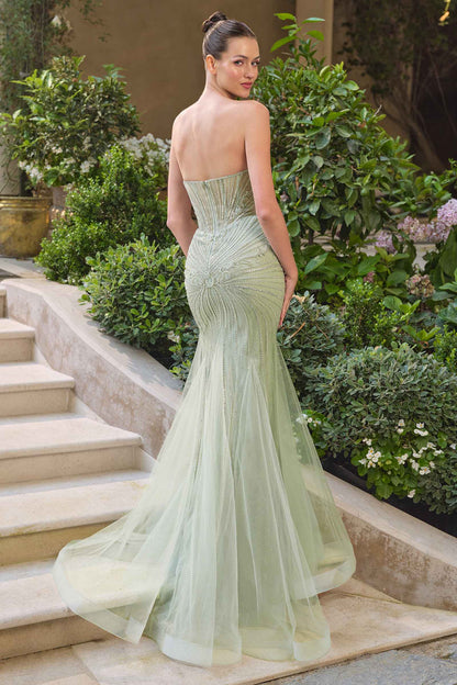 Andrea &amp; Leo A1492 Starburst Beaded Pattern Fitted Mermaid Gown